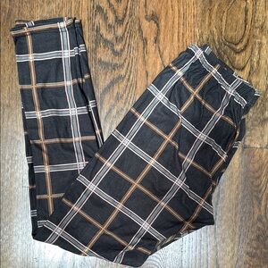 Classic Black and Brown Leggings with Plaid Design